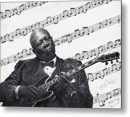 Bb King Metal Print featuring the drawing The Thrill is Gone by Julio Lucas