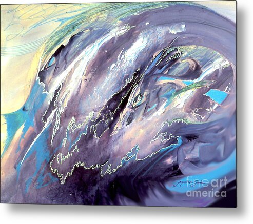 Blue Metal Print featuring the painting The Wave That Never Crashes by Jacqueline Shuler