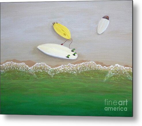 Surf Metal Print featuring the painting Three Surfboards by Jenn C Lindquist