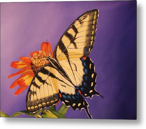 Butterfly Metal Print featuring the painting Tiger Swallowtail by Greg and Linda Halom