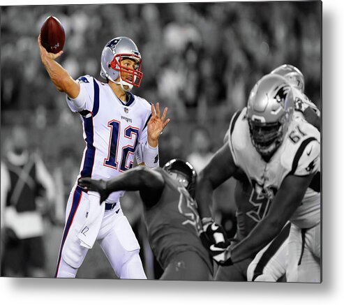 Tom Brady Metal Print featuring the pyrography Tom Brady Patriots Super Bowl by Movie Poster Prints