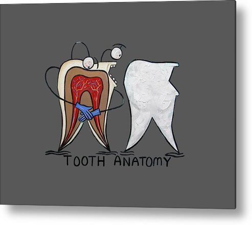 Tooth Anatomy T-shirt Metal Print featuring the painting Tooth Anatomy T-Shirt by Anthony Falbo