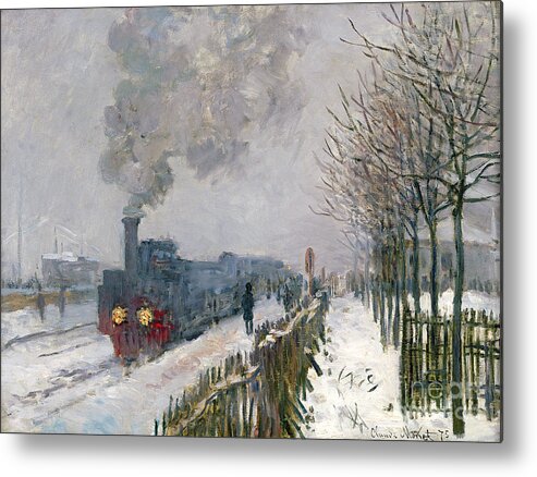 Train Metal Print featuring the painting Train in the Snow or The Locomotive by Claude Monet