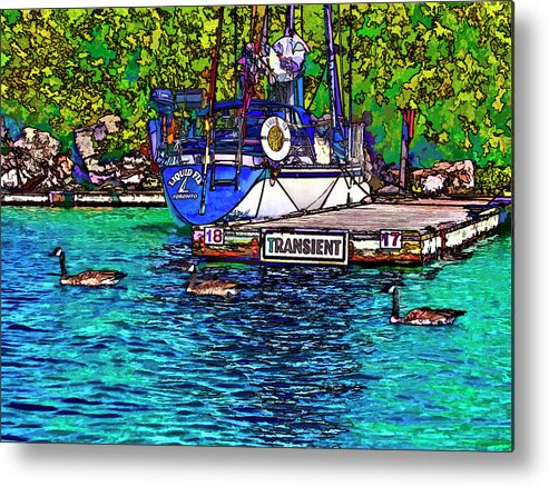 Yacht Metal Print featuring the photograph Transients cartoon by Steve Harrington