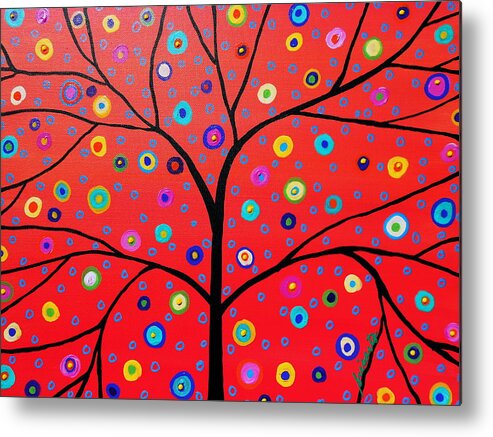 Bar Metal Print featuring the painting Tree Of Life Painting by Pristine Cartera Turkus