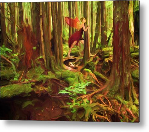 Fairy Metal Print featuring the painting Treehugger Fairy by Shelley Bain