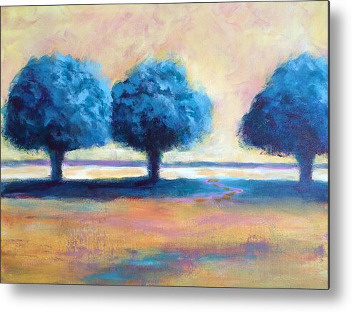 Blues Metal Print featuring the painting Trees Don't Disappoint #2 by Edy Ottesen