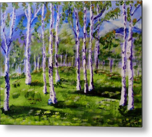 Trees Metal Print featuring the painting Trees in the Meadow by Shelley Bain