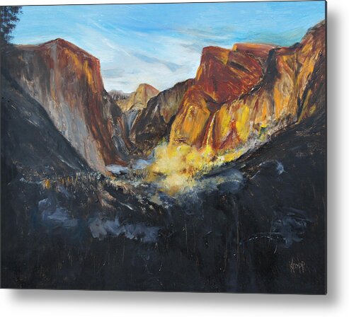 Yosemite Tunnel Overlook Metal Print featuring the painting Tunnel Overlook by Kathy Knopp