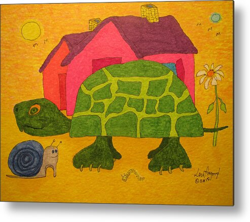 Hagood Metal Print featuring the painting Turtle In Neighborhood by Lew Hagood