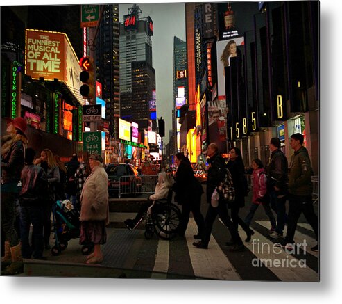 Times Square Metal Print featuring the photograph Twas the Night Before New Years - Times Square New York by Miriam Danar
