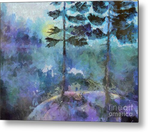 Trees Metal Print featuring the photograph Twin Pines by Claire Bull