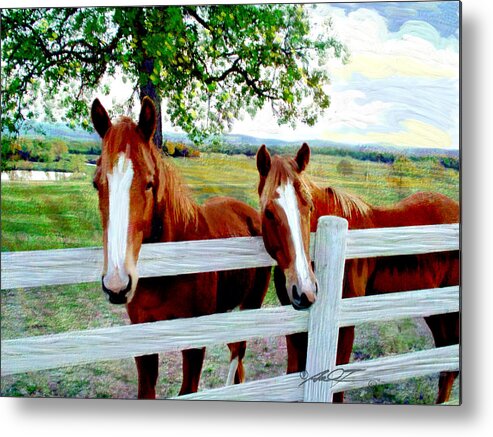 Horses Metal Print featuring the painting Twin Ponies by Dale Turner