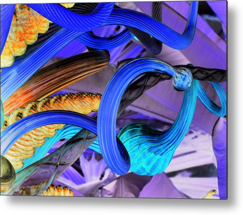 Glass Metal Print featuring the photograph Twisted Blue by Cathi Abbiss Crane