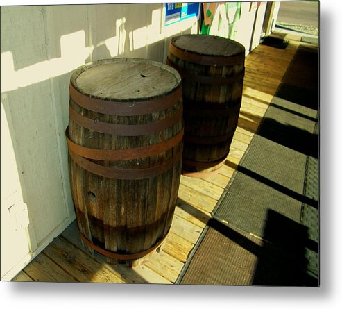Abstract Metal Print featuring the photograph Two Barrels by Lenore Senior