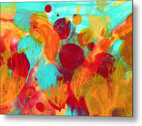 Abstract Metal Print featuring the painting Under the Sea Abstract 1 by Amy Vangsgard