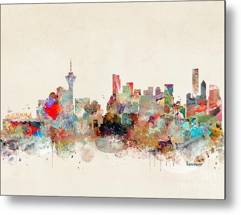 Vancouver Metal Print featuring the painting Vancouver City Skyline by Bri Buckley