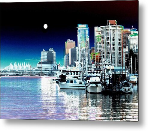 Vancouver Harbor Metal Print featuring the digital art Vancouver Harbor Moonrise by Will Borden