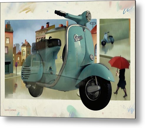 Italy Metal Print featuring the mixed media Vespa Memories by Udo Linke
