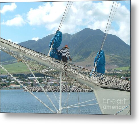 Sailing Metal Print featuring the photograph St. Kitts From The Bow by Neil Zimmerman