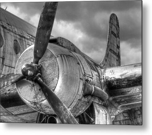Aviation Metal Print featuring the photograph Vintage Prop - Black and White by Gill Billington