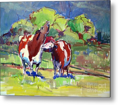Cow Metal Print featuring the painting Waiting for Spring by Sandra Smith-Dugan