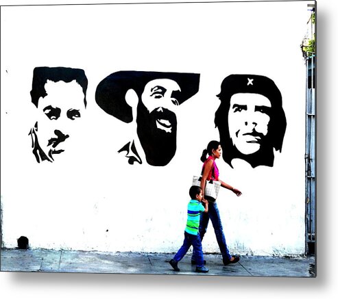 Havana Metal Print featuring the photograph Walking a revolution Wall in Havana Cuba by Funkpix Photo Hunter