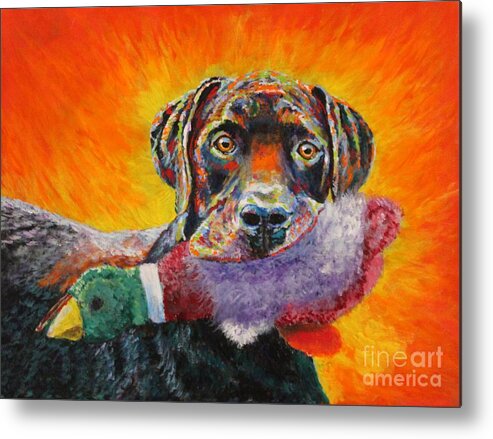 Dog Metal Print featuring the painting Wannabe Retriever Great Dane by Bob Williams