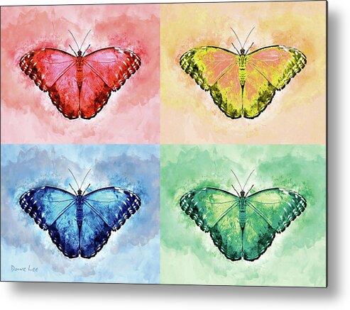 Butterflies Metal Print featuring the mixed media Warhol Butterflies by Dave Lee