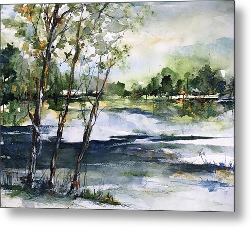 Watercolour Metal Print featuring the painting Warming up by Robin Miller-Bookhout