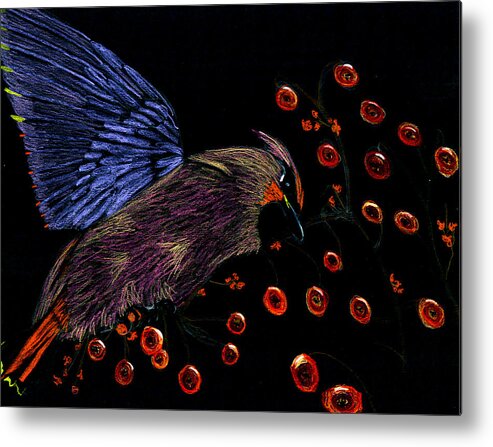 Owl Metal Print featuring the drawing Wax-Wing Bohemian by Michelle Audas