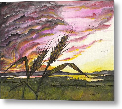 Wheat Metal Print featuring the painting Wheat field by Darren Cannell