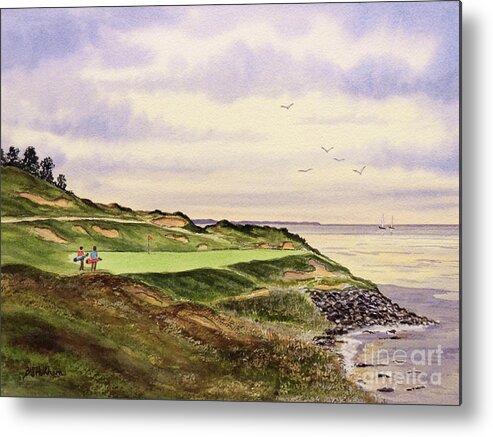 Golf Metal Print featuring the painting Whistling Straits Golf Course Hole 7 by Bill Holkham