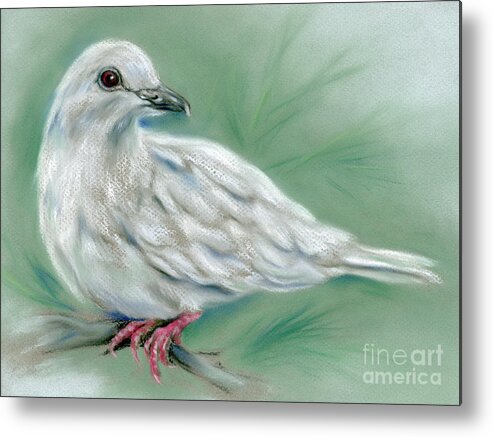 Bird Metal Print featuring the painting White Dove in the Pine by MM Anderson