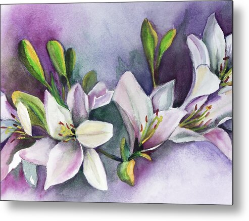 Still Life Metal Print featuring the painting White Flower by Marsha Woods