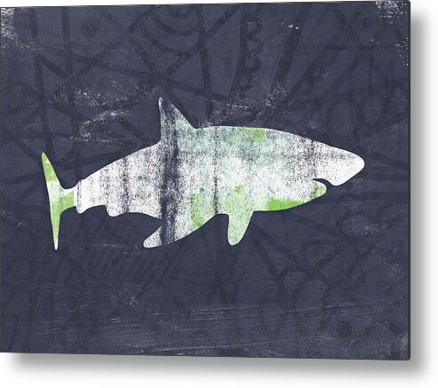 Shark Metal Print featuring the painting White Shark- Art by Linda Woods by Linda Woods