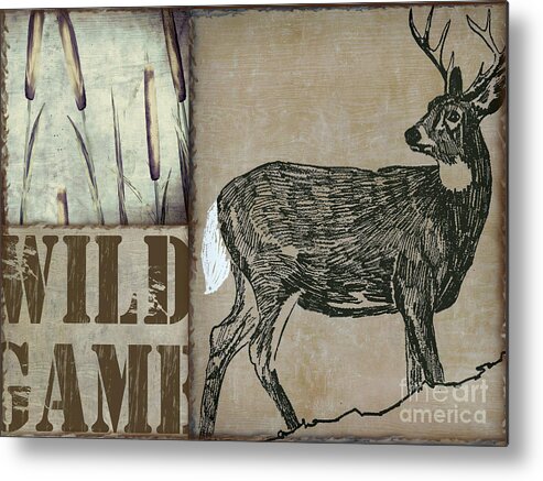 Wild Deer Metal Print featuring the painting White Tail Deer Wild Game Rustic Cabin by Mindy Sommers