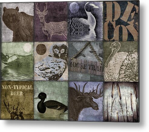Mancave Metal Print featuring the painting Wild Game Patchwork II by Mindy Sommers
