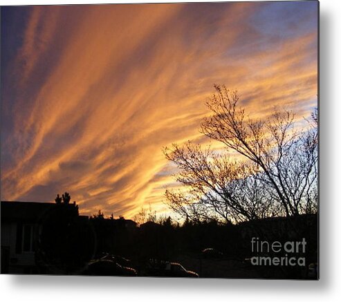 Red Clouds Metal Print featuring the photograph Wild Sky of Autumn by Barbara A Griffin
