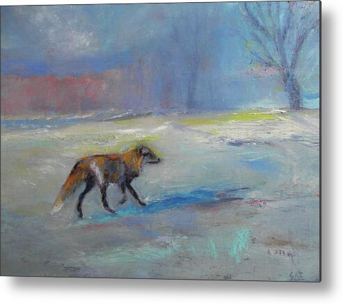 Winter Metal Print featuring the painting Wiley Fox by Susan Esbensen