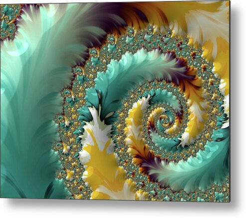 Fractal Art Metal Print featuring the digital art Wings of the Dawn by Bonnie Bruno
