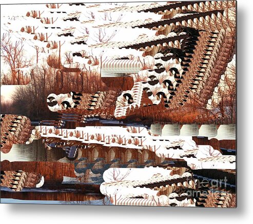 Digital Art Metal Print featuring the digital art Winter Landscape by Nancy Kane Chapman