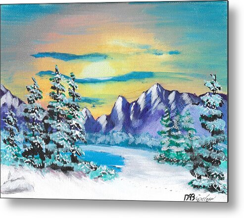 Mountains Metal Print featuring the painting Winter Mountains by David Bigelow
