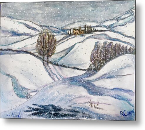 Painting Metal Print featuring the painting Winter Tranquility by Rae Chichilnitsky