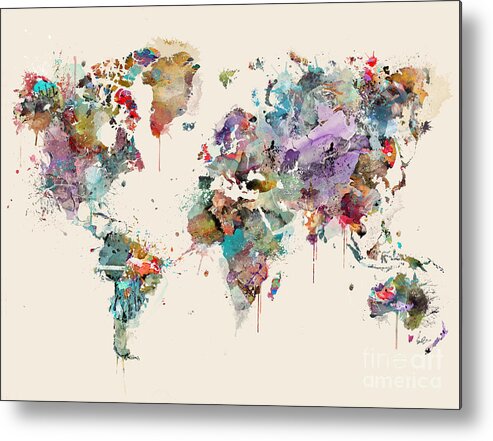 World Map Metal Print featuring the painting World Map Watercolors by Bri Buckley