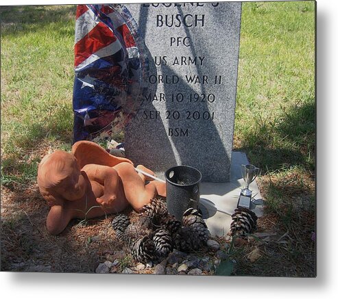 Ww2 Veterans Grave Mountain View Cemetery Casa Grande Metal Print featuring the photograph WW2 veterans grave Mountain View Cemetery Casa Grande, Arizona 2004 by David Lee Guss