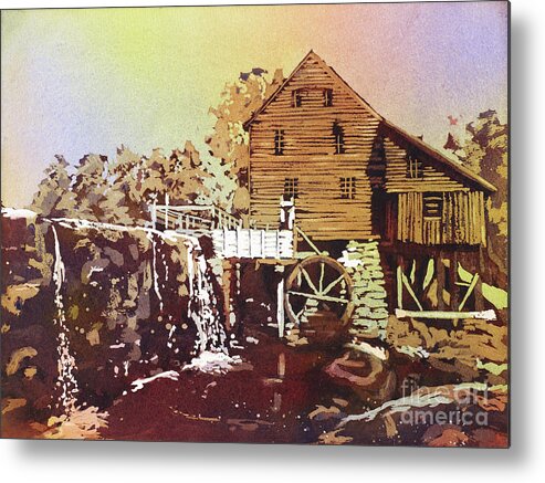 Clouds Metal Print featuring the painting Yates Mill Park by Ryan Fox