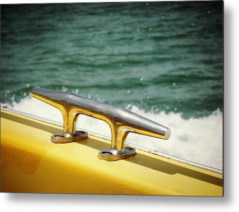 Yellow Metal Print featuring the photograph Yellow Cleat by Valerie Reeves