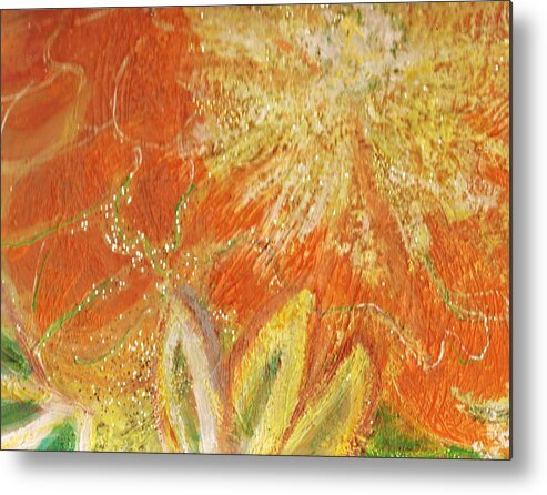 Orange Metal Print featuring the painting You Are My Sunshine Flower by Anne-Elizabeth Whiteway