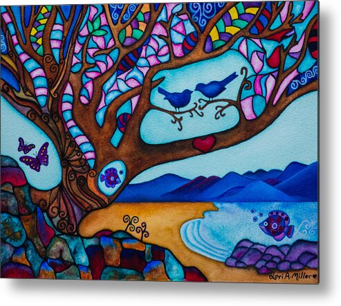 Watercolor Metal Print featuring the painting Love is All Around Us by Lori Miller